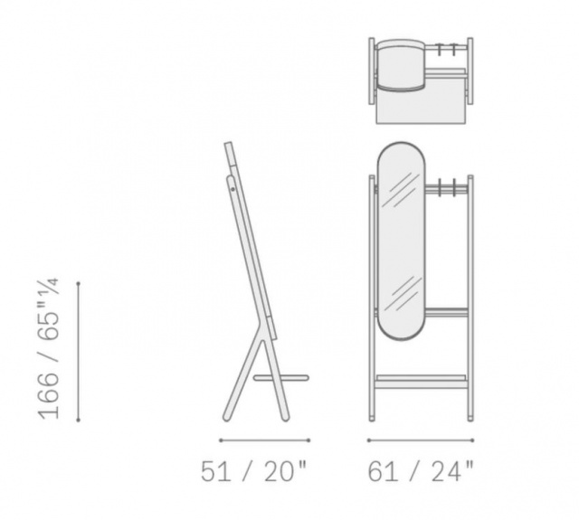Итальянское зеркало Ren  Standing mirror with hangers  от Poltrona Frau