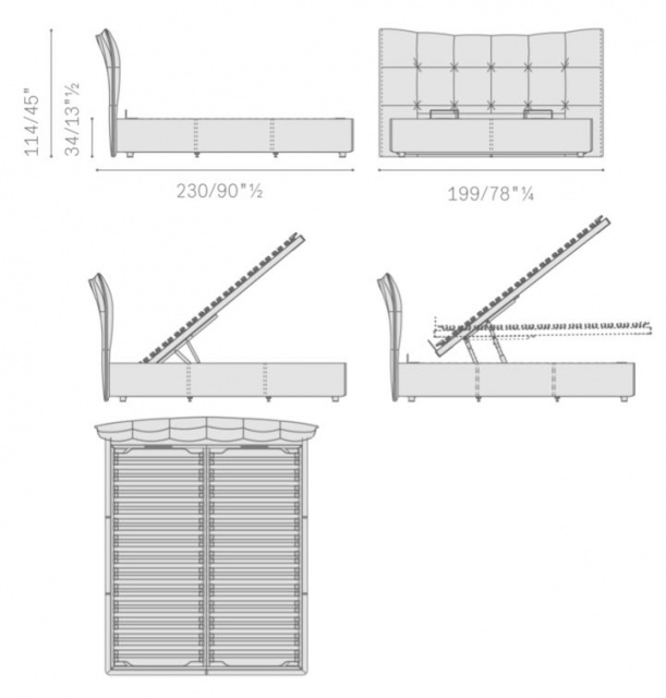 Итальянская кровать Aurora Tre Bed with storage от Poltrona Frau 