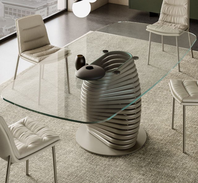 Итальянский стол Eforma - ROTOLO_glass top
